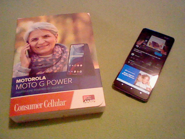 Moto G Power and Consumer Cellular box