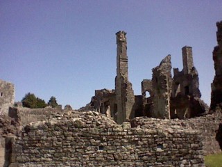 A view of some of the towers of Coity Castle