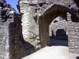 A stone entrance into one of the towers