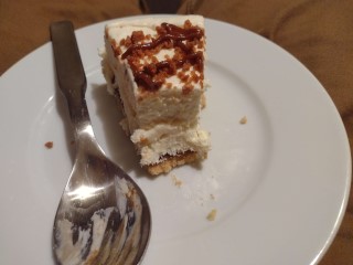 My piece of cheesecake from that evening, mid-eaten