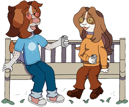 Caby and I sitting on a bench, being all chatty~,,