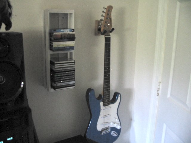 Crestwood strat hanging on the wall