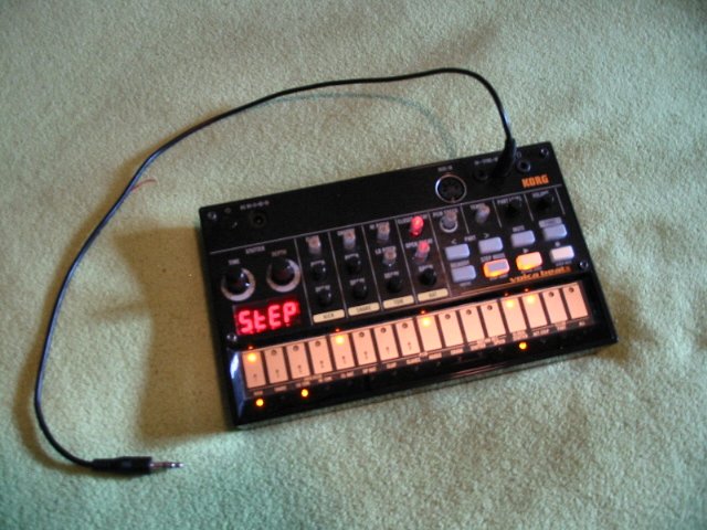 Volca Beats with sync cable attached