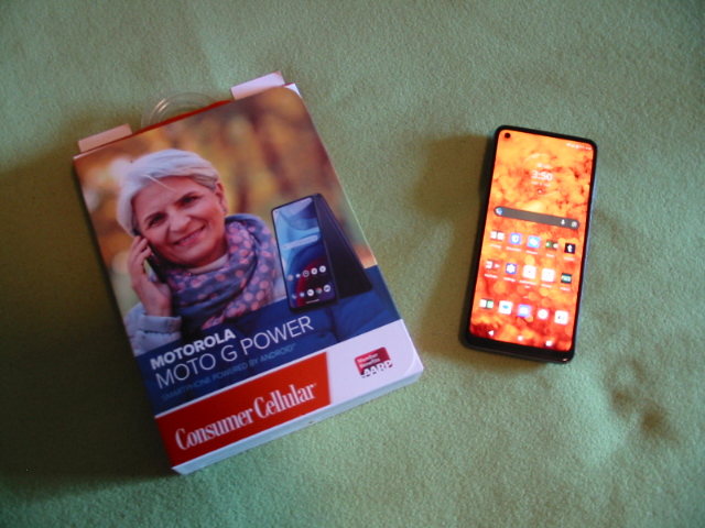 Moto G Power and Consumer Cellular box