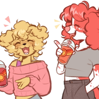 Blondie and Martie getting very 80s smoothies together