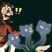 Cammy getting spooked by the ghosts of some of my other OCs
