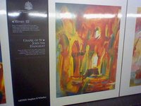 Painting at the Tower of London with information attached