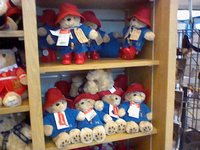 Many Paddington plushies at the gift shop
