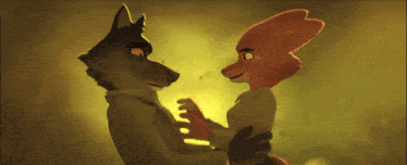 Diane Foxington and Mr. Wolf enjoy each other's tongues in space