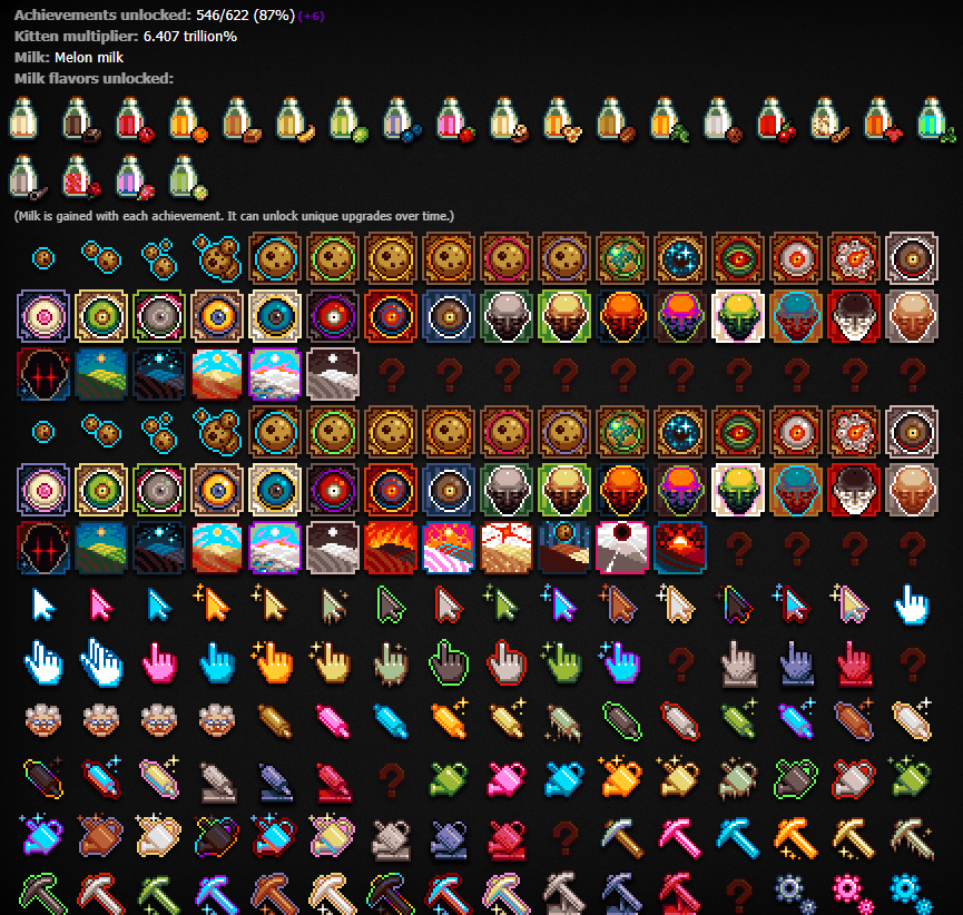 Some of my Cookie Clicker achievements