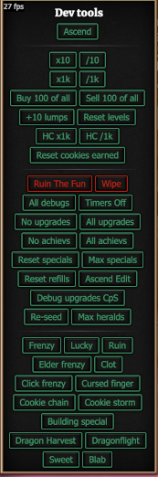 Cookie Clicker's debug menu