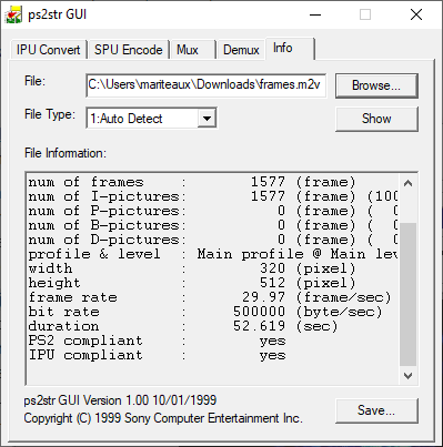 ps2str showing a compliant background video